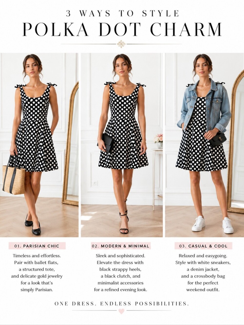 Bonfinedress Black & White Polka Dot Fit & Flare Dress | Size XL - Picture 3 of 8